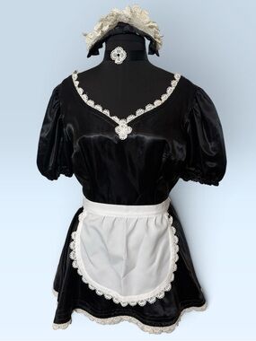 Vintage Theatre Quality Black and White Adult French Maid Costume